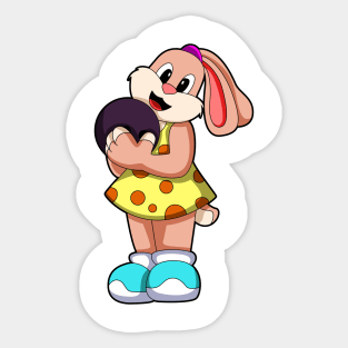 Rabbit at Bowling with Bowling ball Sticker